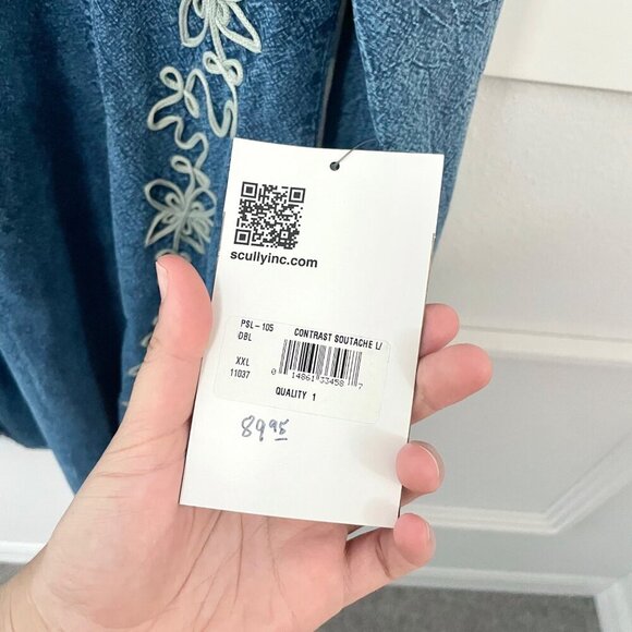 NWT Scully Cantina Collection Contrast Soutache Scoop Neck Dress Blue Size 2XL - Picture 5 of 8